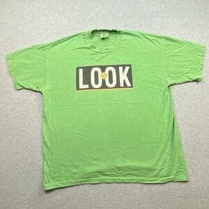 Vintage 90's  LOOK Green T-Shirt Men's Sz XL Graphic Single Stitch Made In USA